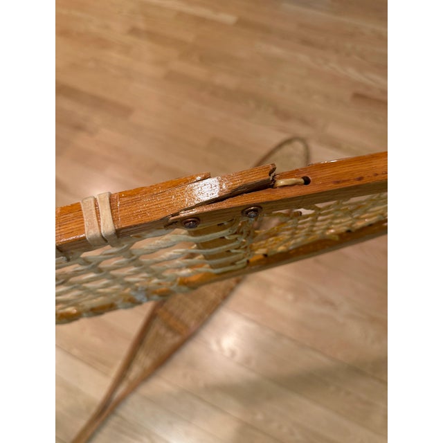 Tall Leather Rawhide Snowshoes Tubbs Vermont Ash Wood Decorative Display-a Pair For Sale - Image 9 of 12