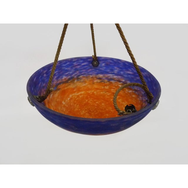 Blue Art Deco Pendant Light by Frères Muller Lunéville, 1890s For Sale - Image 8 of 11