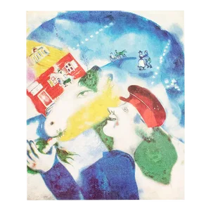 1972 After Marc Chagall "Peasant Life", Full-Color Parisian Print