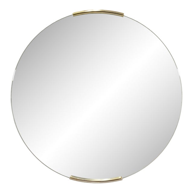 Milo Baughman for Thayer Coggin Round Gold Accent Hanging Mirror For Sale