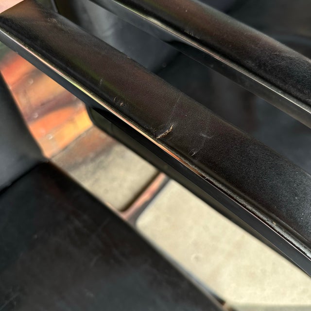 Set of 8 Gordon International Ludwig Mies Van Der Rohe Style Armchairs Black Leather For Sale - Image 11 of 12