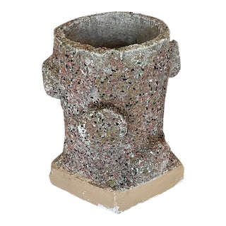 Vintage Faux Bois Concrete Tree Trunk Planter Pebble Style For Sale