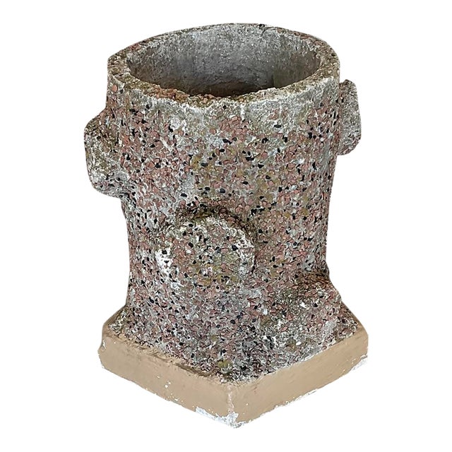 Vintage Faux Bois Concrete Tree Trunk Planter Pebble Style For Sale