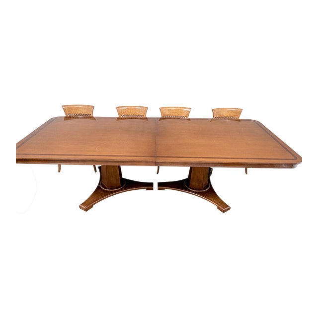 Vintage Attributed to Nancy Corzine Double Pedestal Dining Table For Sale