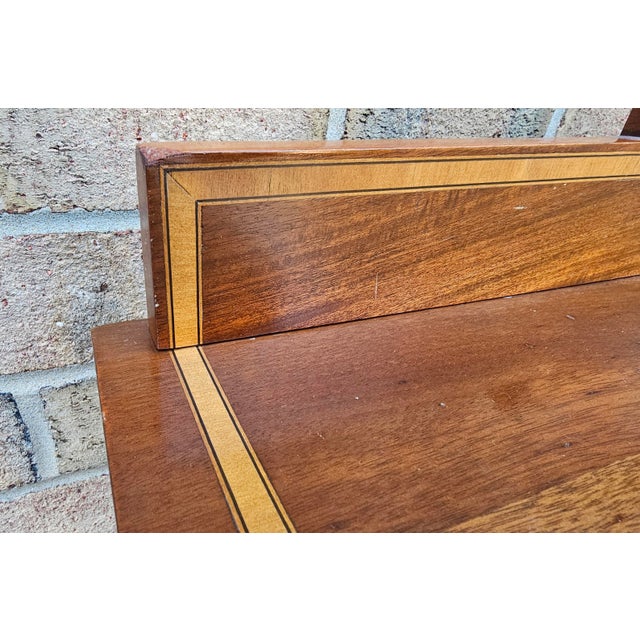 George III Style Satinwood Inlaid Mahogany Serving Table For Sale - Image 9 of 11
