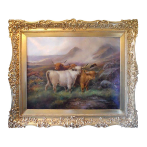 "Morning in the Highland" by John Morris, Signed Oil on Canvas, Usa, 1890's.