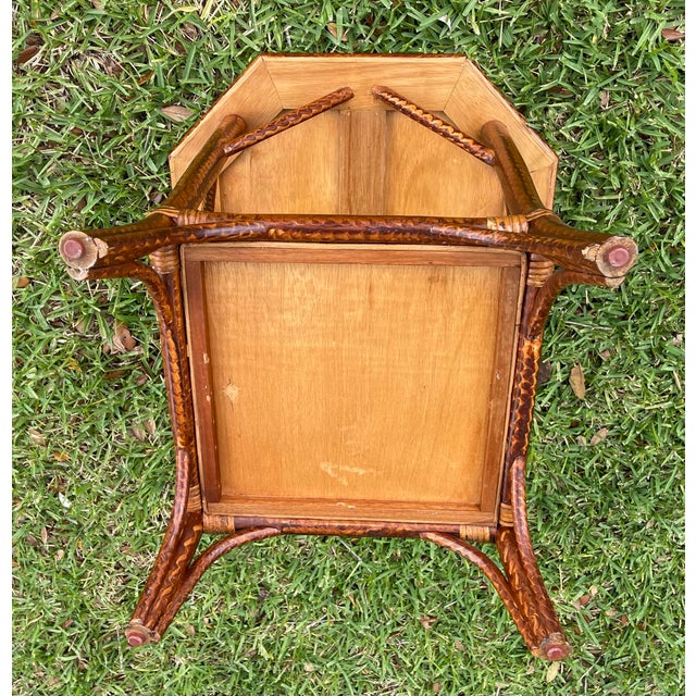Vintage Palecek Tortoise Rattan & Wicker Side Table – Palm Beach Style For Sale - Image 10 of 11