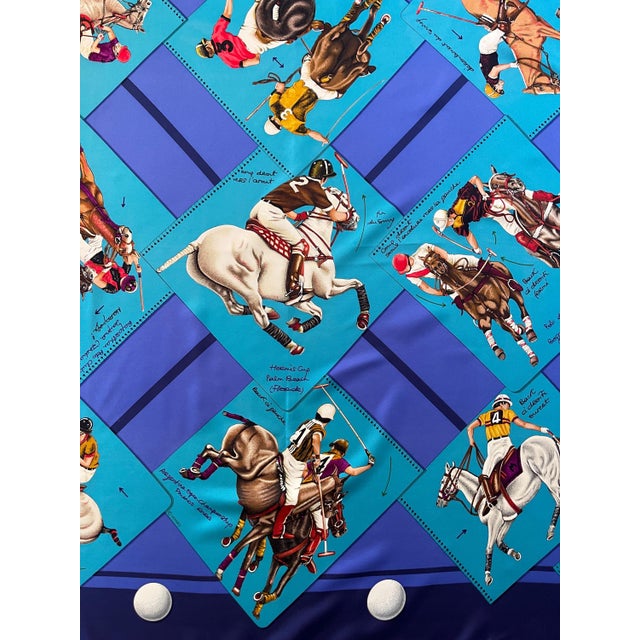 Contemporary Hermès Scarf « Monde Du Polo - Cup Palm Beach » 1987 For Sale - Image 3 of 8