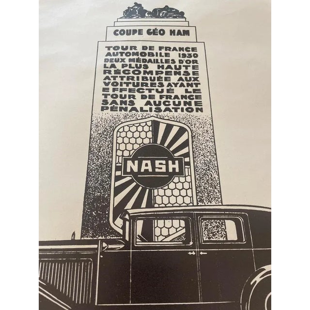 Vintage Nash Car Poster by Rogério for Barbecot, Paris, 1930s For Sale - Image 9 of 10