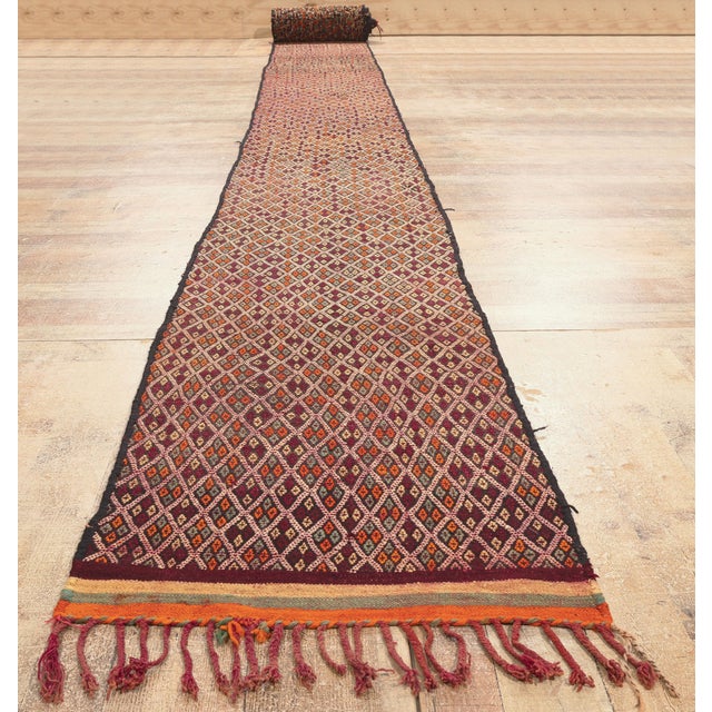 Vintage Taznakht Moroccan Kilim Rug, 02'04 X 50'08 For Sale - Image 9 of 10