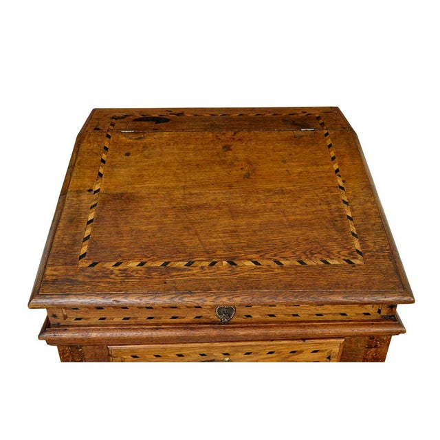 19th Century Dutch Inlaid Oak Writing Slope, 1800 For Sale - Image 10 of 11