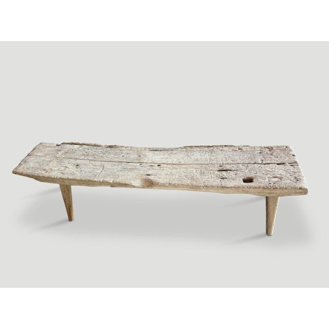 Andrianna Shamaris Ancient Teak Wood Chaise Or Bench For Sale - Image 4 of 6