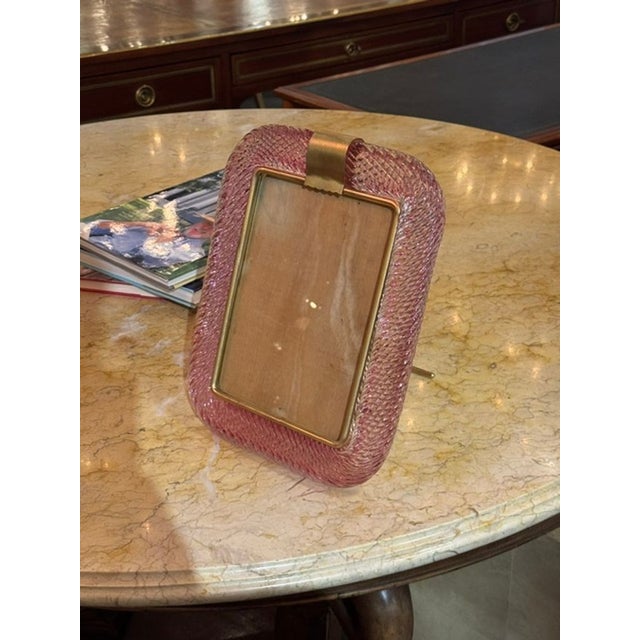 Early 21st Century Pink Murano Twist Glass Picture Frame For Sale - Image 5 of 6