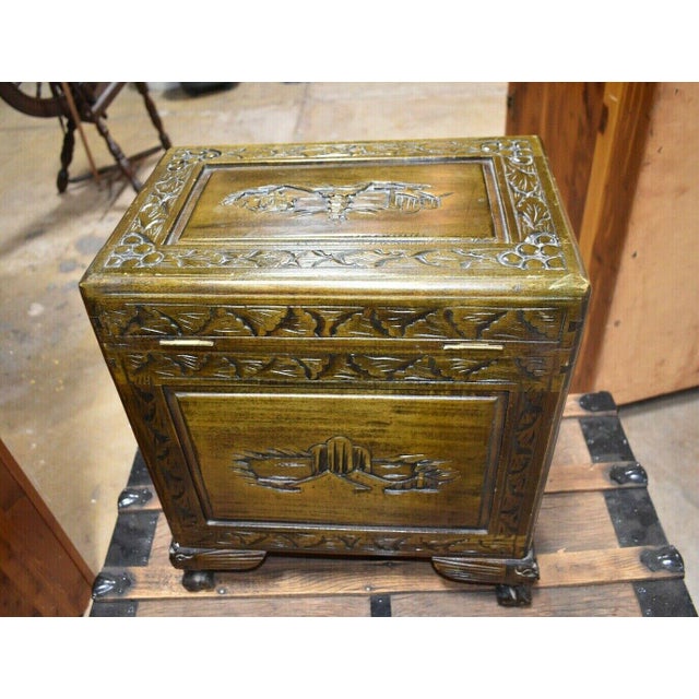 Vintage Heavily Carved Asian Inspired Chest With Claw Feet For Sale - Image 6 of 12
