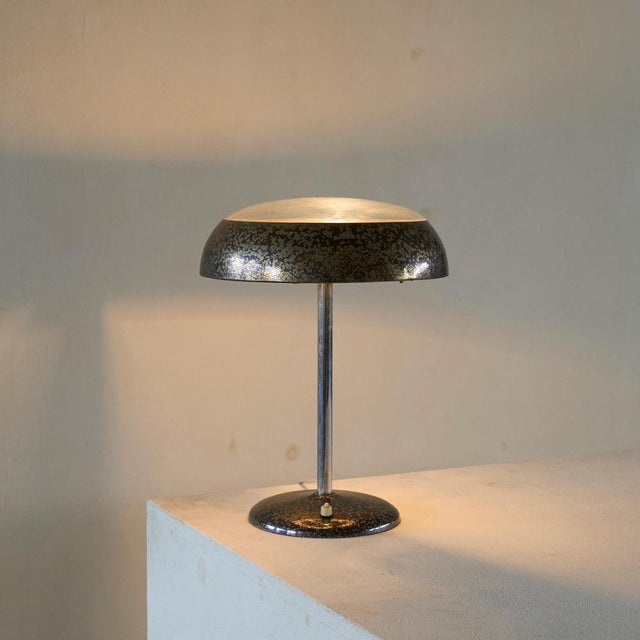 Bauhaus Table Lamp in Patinated Silver and Glass, 1940s For Sale - Image 6 of 11