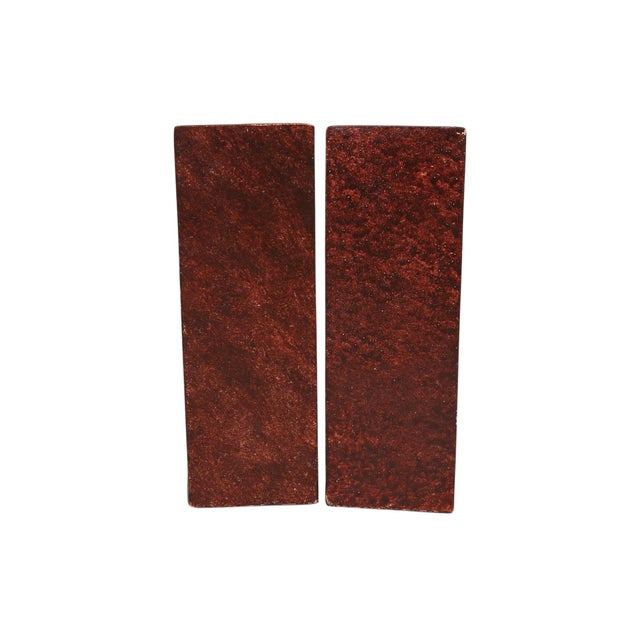 Maroon Cast Iron Fleur De Lis Bookends, a Pair For Sale - Image 8 of 8