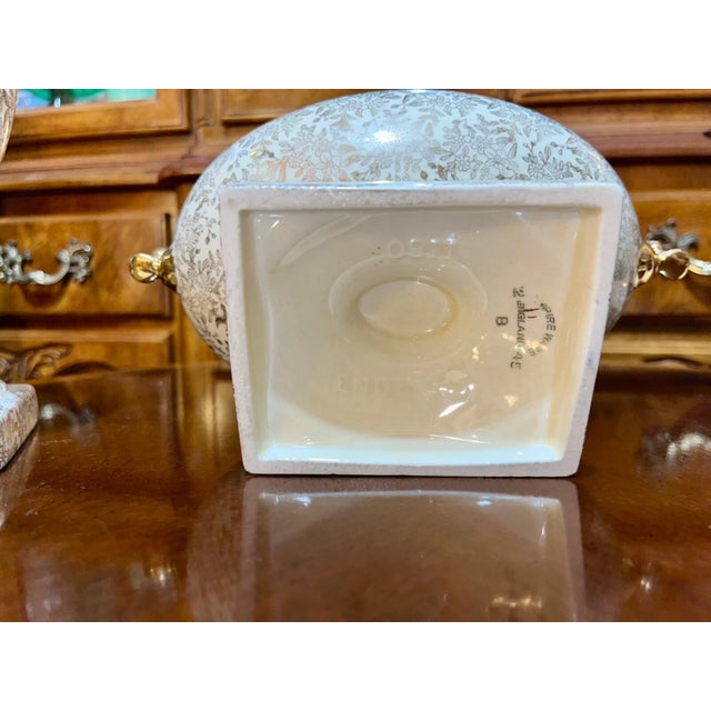 Set of 3, Vintage Empire Porcelain Shelton Compote Dish Lidded Vases Urns For Sale - Image 9 of 11