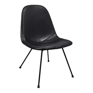 Vintage Herman Miller Eames Dkx Black Upholstered Padded Vinyl Wire Frame Chair