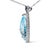 Contemporary 18K White Gold 3/8 Cttw Pave Set Diamond and Sky Blue Topaz and Blue Sapphire Gemstone Floral Teardrop Halo 18" Pendant Necklace For Sale - Image 3 of 5