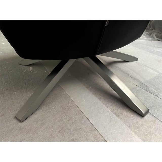 Black Leather Maua Swivel Chair with Lumbar Pillow from Design On Stock For Sale - Image 12 of 17