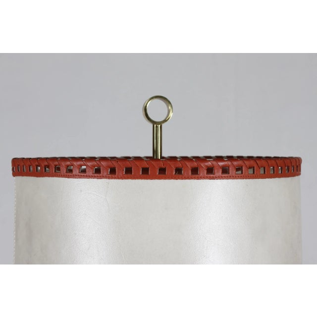 Mid-Century Modern Large Scandinavian Modern Adjustable Table Lamp with Red Brown Color Leather, 1960s For Sale - Image 3 of 12