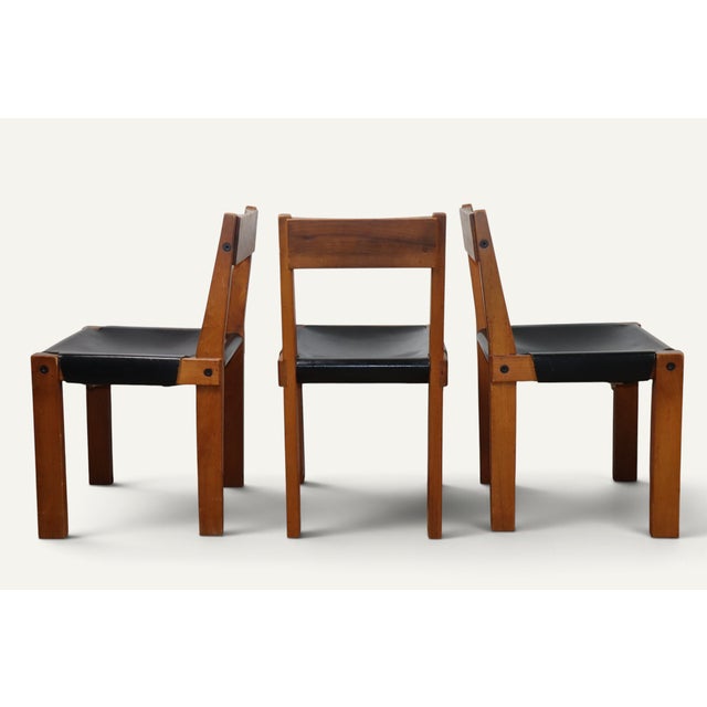 Vintage S24 Chairs in Elm and Black Leather by Pierre Chapo, 1970, Set of 4 For Sale - Image 13 of 18