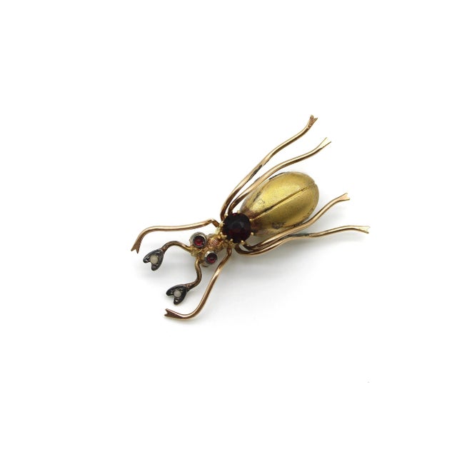Victorian Victorian Gold Fill Beetle Brooch For Sale - Image 3 of 4