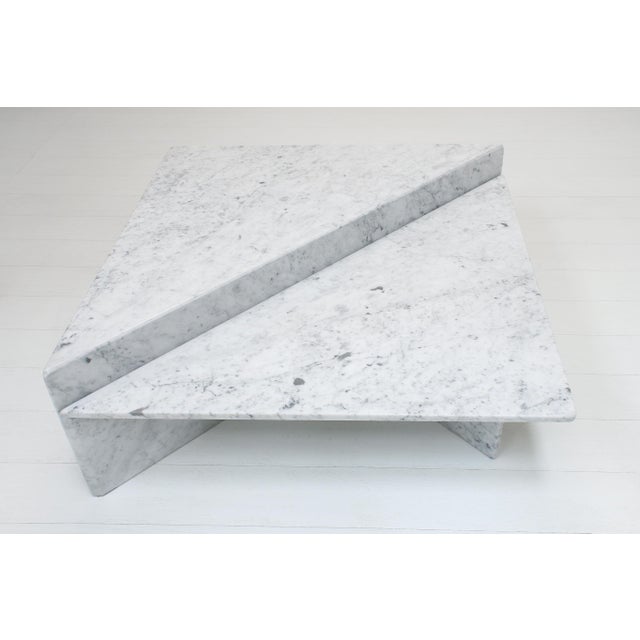 Gray Sectional Triangle Carrara Marble Coffee Tables by Angelo Mangiarotti for Up&Up, Italy, 1970s, Set of 2 For Sale - Image 8 of 18
