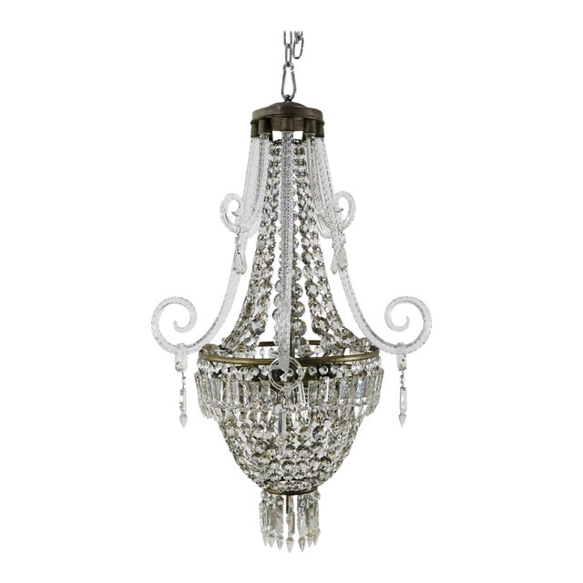 French Antique Crystal “Basket” Chandelier by Baccarat For Sale