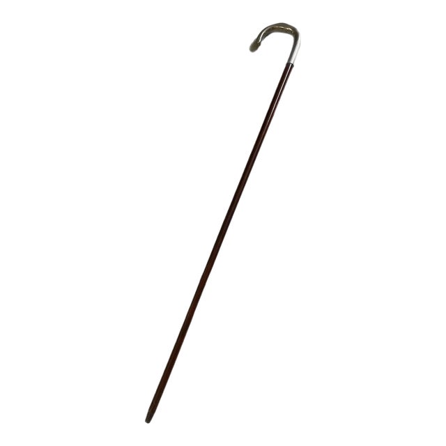 19th C. Georgian Sterling Crook Handled Walking Stick or Cane For Sale