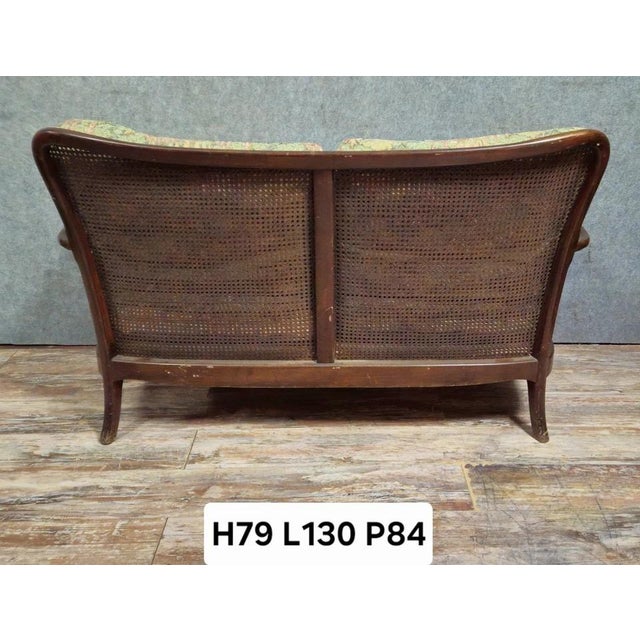 English Two-Seater Sofa in Carved Wooden Frame For Sale - Image 5 of 6
