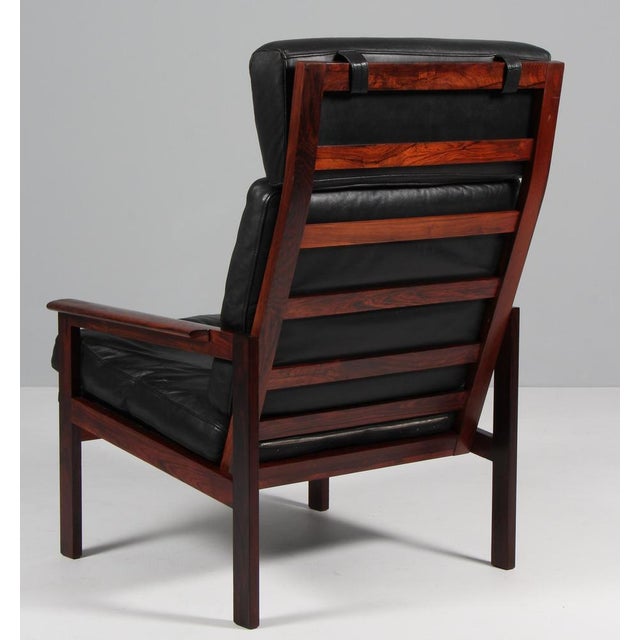 Wood High Back Lounge Chair by Illum Wikkelsø for N. Eilersen, 1960s For Sale - Image 7 of 8
