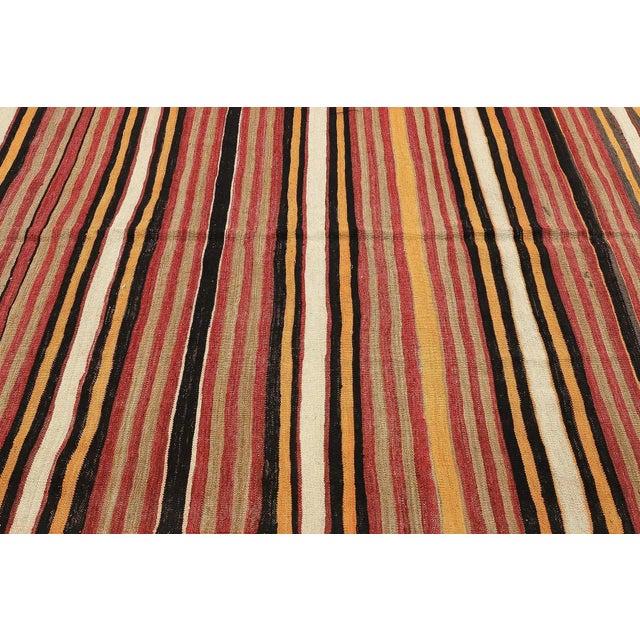 Mid 20th Century Striped Vintage Turkish Kilim Rug For Sale - Image 4 of 7