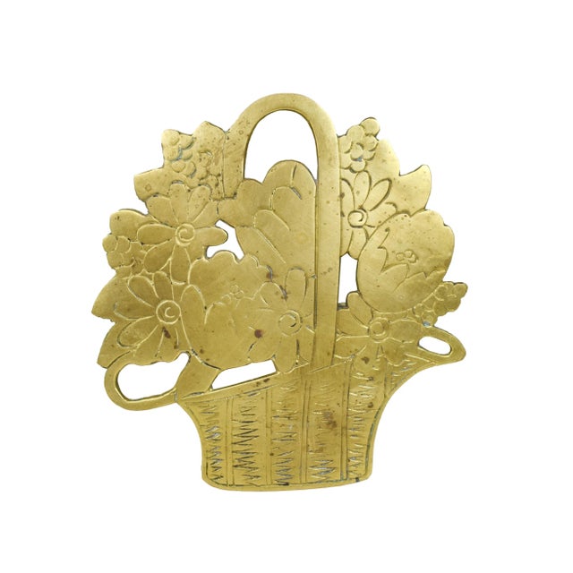 Mid 20th Century Vintage Omnibus Solid Brass Flower Basket Hot Dish Trivet For Sale - Image 5 of 5