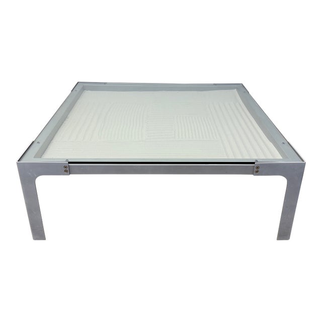 Enzo Berti Glass and Steel "Dune" Coffee or Cocktail Table for La Palma, 1990s For Sale
