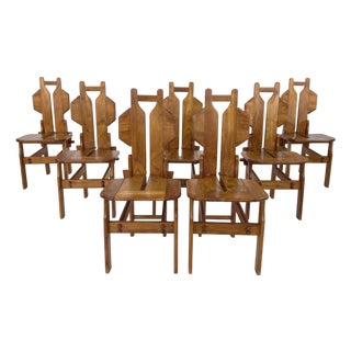 Italian Brutalist Dining Chairs - Set of 7 For Sale