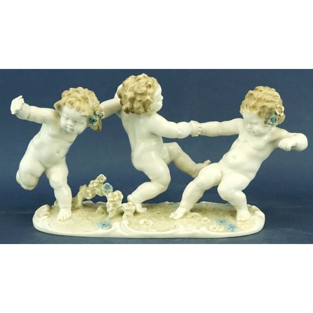 20th Century Porcelain Sculpture with Triptych of Putti by Karl Tutter for Hutschenreuther, Germany For Sale - Image 10 of 18