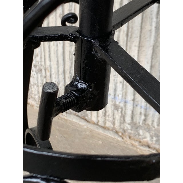 Metal 20th Century Set of Two Black Wrought Iron Painted Adjustable Plant Stands For Sale - Image 7 of 12