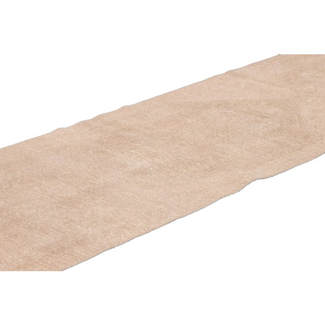 Textile 1960s Vintage Turkish Beige Handmade Tribal Wool Runner For Sale - Image 7 of 9