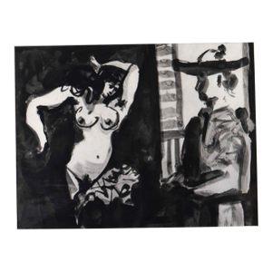 1990s Painter and Model - Black and White Lithograph After Pablo Picasso (13" X 15")