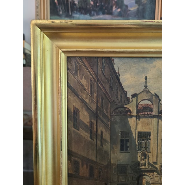 Beige Otto Von Ruppert Antique Oil Painting Munich Germany Architectural Cityscape For Sale - Image 8 of 12