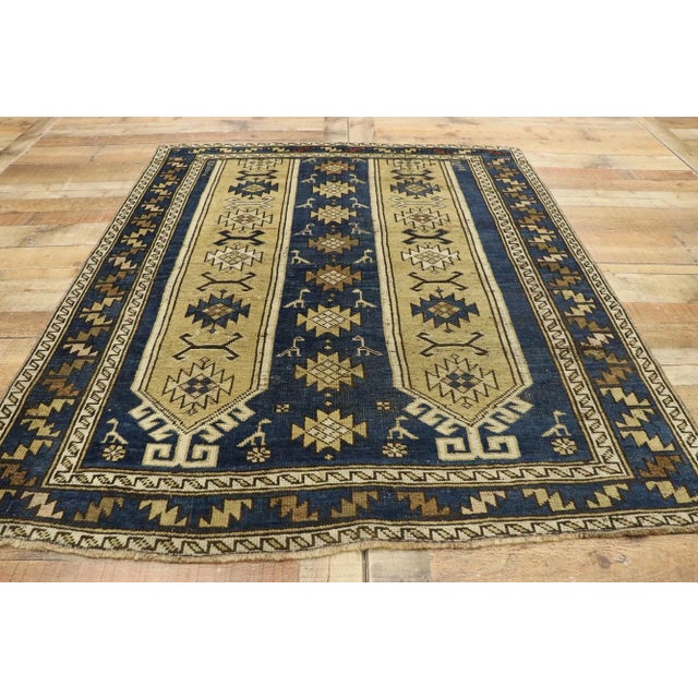 Tan Vintage Caucasian Shirvan Prayer Rug - 04'05 X 05'02 For Sale - Image 8 of 10