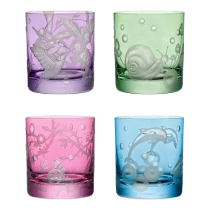 ARTEL Flights of Fantasy Collection Small Tumbler Glass, Assorted Set of 4
