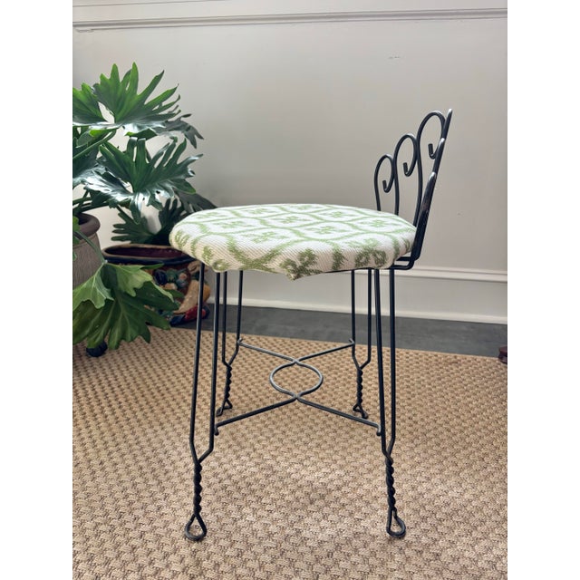 American Mid 20th Century Vintage Vanity Stool For Sale - Image 3 of 9