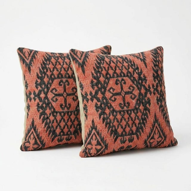 Mid-Century Modern Bohemian Turkish Kilim Pillow Cover 16'' X 16'' - Set of Two For Sale - Image 3 of 4