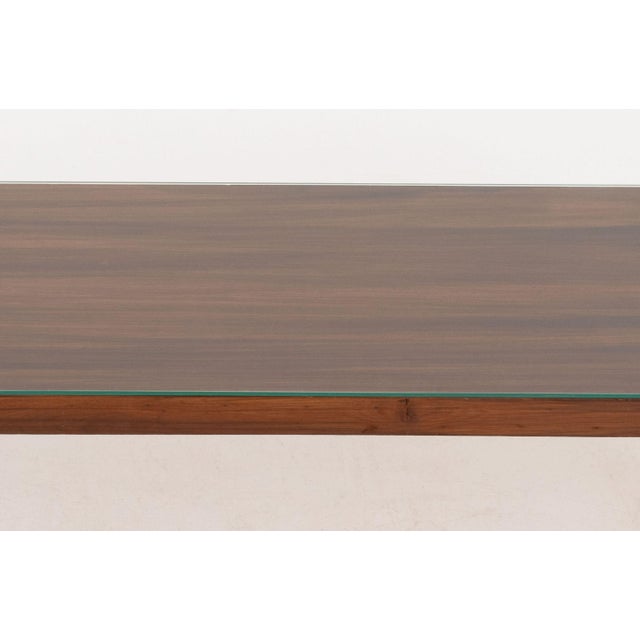 Modern Glass-Topped Walnut Coffee Table For Sale - Image 9 of 9