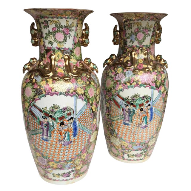 Large China Vases, 20th Century, Set of 2 For Sale