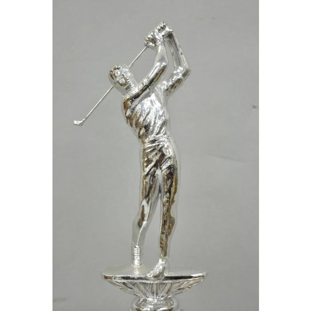 Vintage 1970s Silver Metal & Wood Figural Golf Trophy Award Cup John Sanzari For Sale - Image 4 of 14