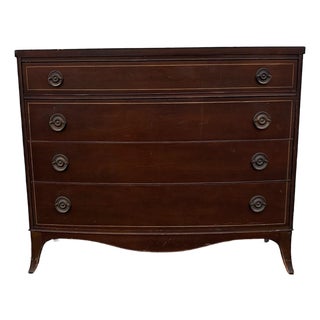 Antique Colonial Revival Dresser Early 1900s | Mahogany Four Drawer Chest With Federal Style Details | Classic American Antique Furniture For Sale