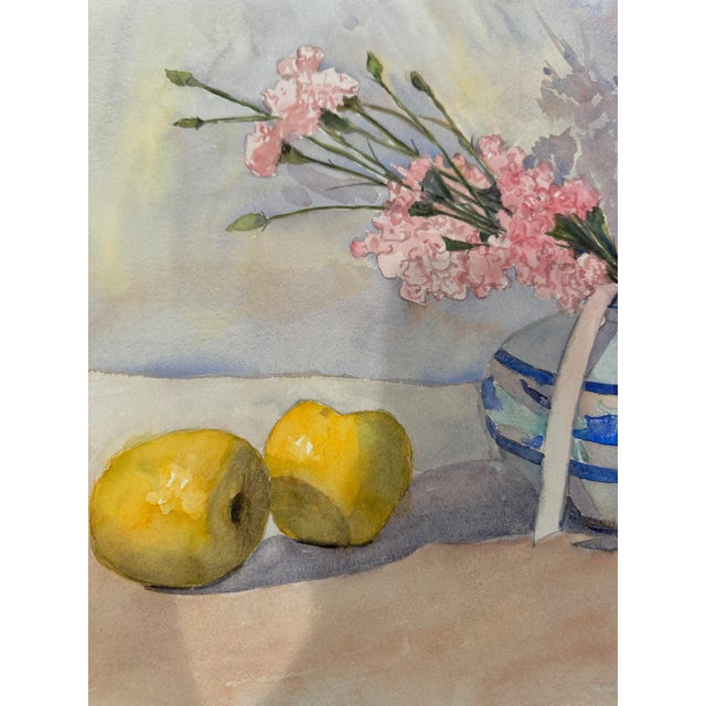 "Apples in the Sunlight" Original Impressionist Flower and Fruits Still Life Watercolor on Paper Painting Art by Anna Novick, Framed For Sale - Image 4 of 11